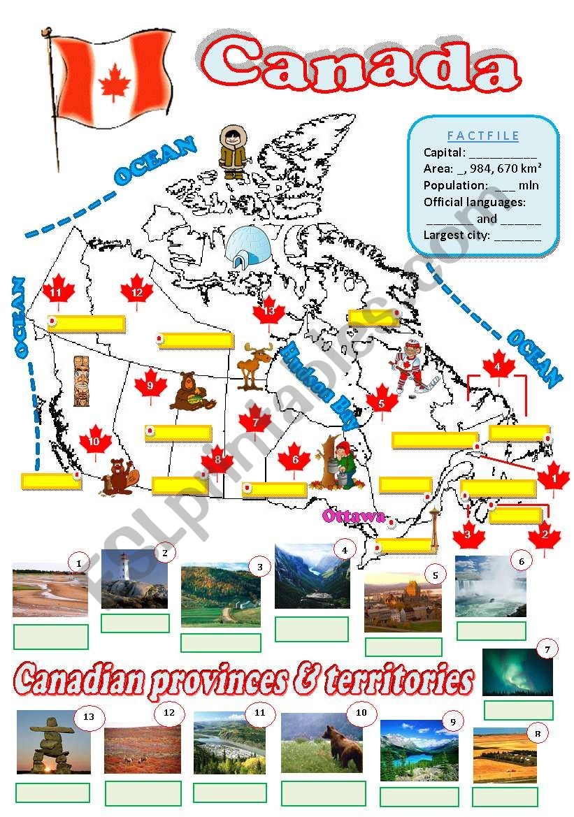 Map Of Canada 2 fully Editable ESL Worksheet By Diana561 Map Of Canada 2 fully Editable ESL Worksheet By Diana561