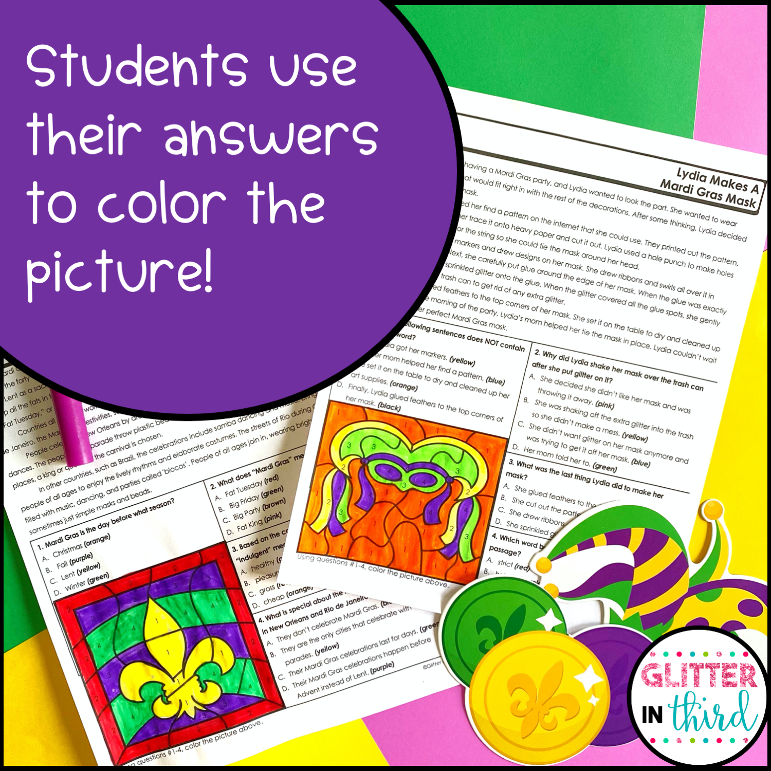 Mardi Gras Reading Comprehension Worksheet