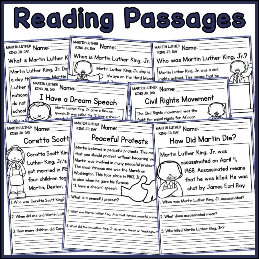 Martin Luther King Jr Day Holidays Reading Comprehension Passages Martin Luther King Jr Day Holidays Reading Comprehension Passages