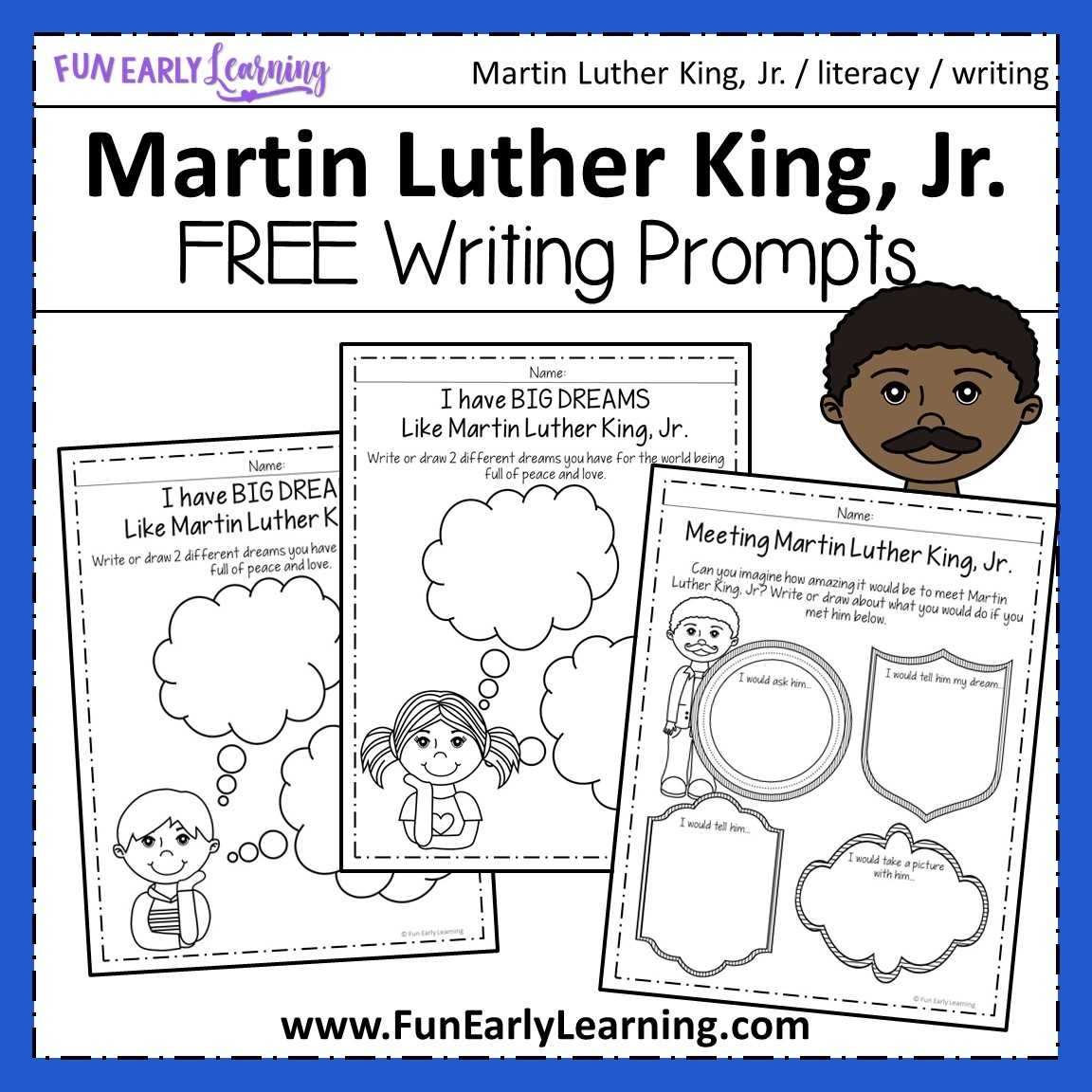 Martin Luther King Jr Writing Prompts Fun Early Learning Martin Luther King Jr Writing Prompts Fun Early Learning