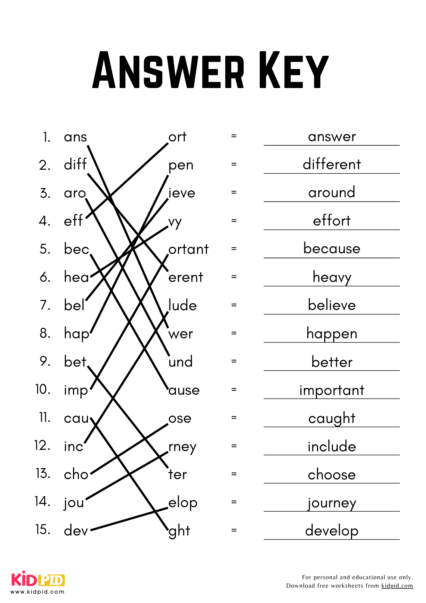 Match Complete The Words Worksheet For Grade 4 Kidpid