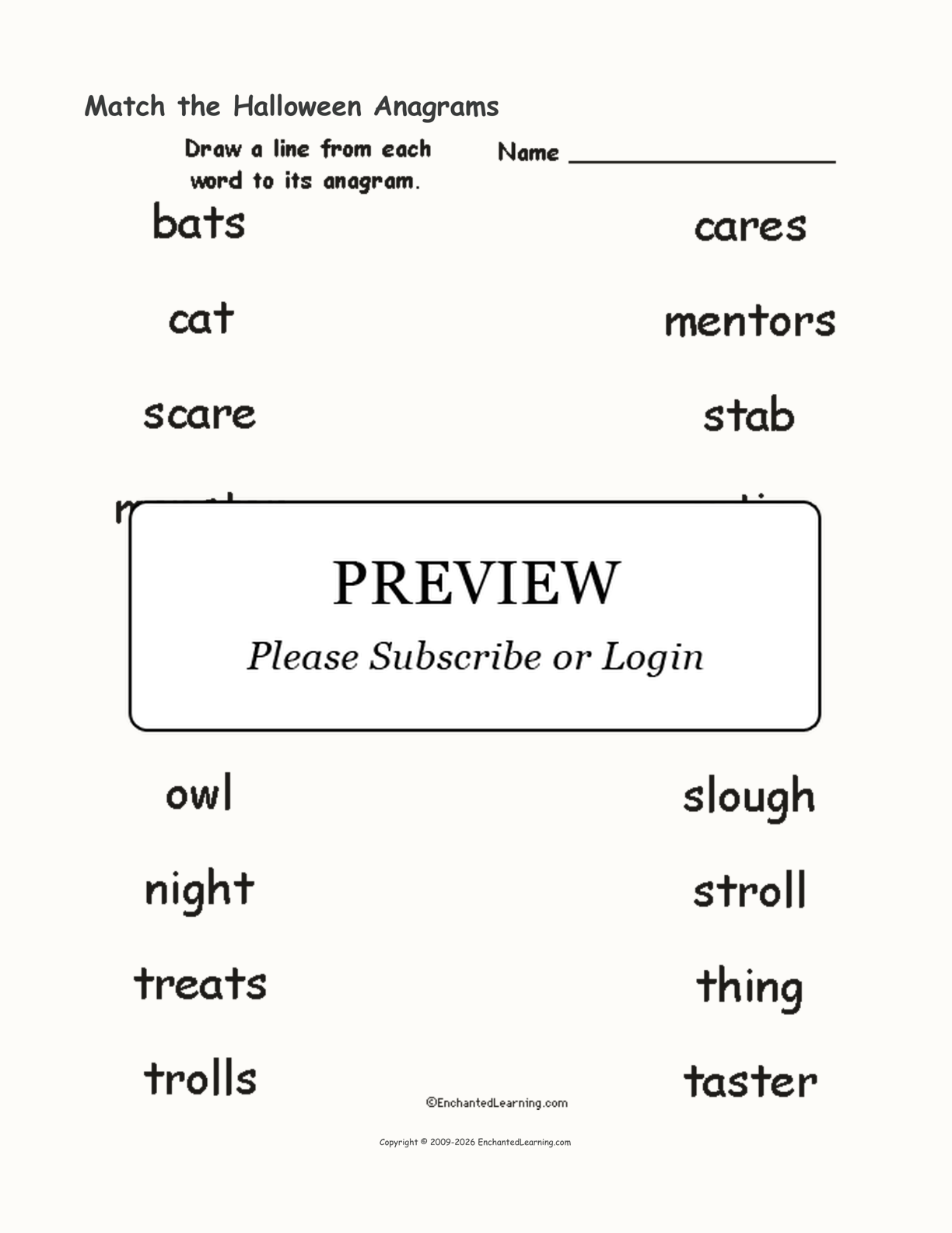 Match The Halloween Anagrams Worksheet Enchanted Learning Match The Halloween Anagrams Worksheet Enchanted Learning