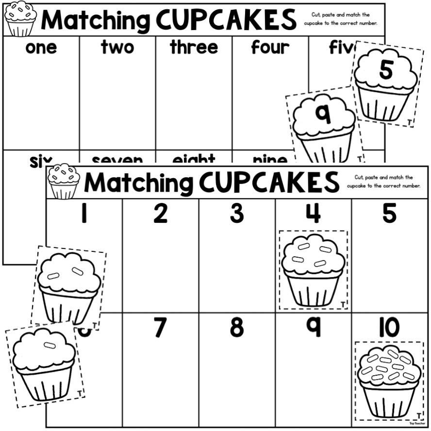 Matching Cupcakes 1 10 Cut Paste Worksheets Top Teacher Matching Cupcakes 1 10 Cut Paste Worksheets Top Teacher