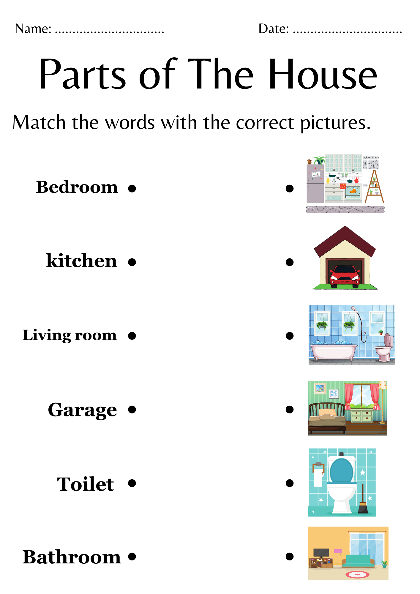 Matching Parts Of The House Worksheet For Kindergarten Trace Matching Parts Of The House Worksheet For Kindergarten Trace