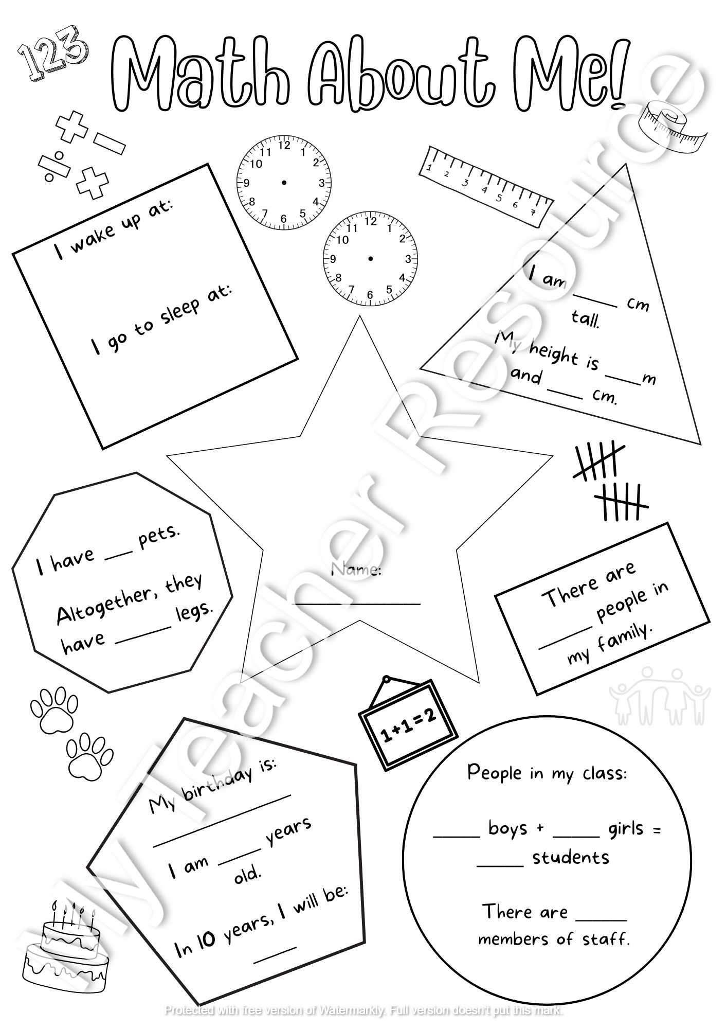 Math About Me All About Me KS1 KS2 Worksheet Teaching Resources Math About Me All About Me KS1 KS2 Worksheet Teaching Resources