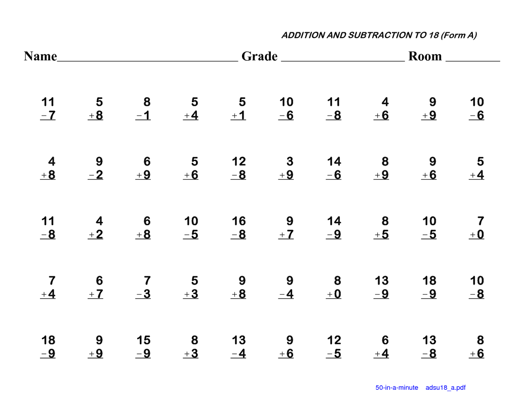 Math Fact Fluency Practice Worksheets Library