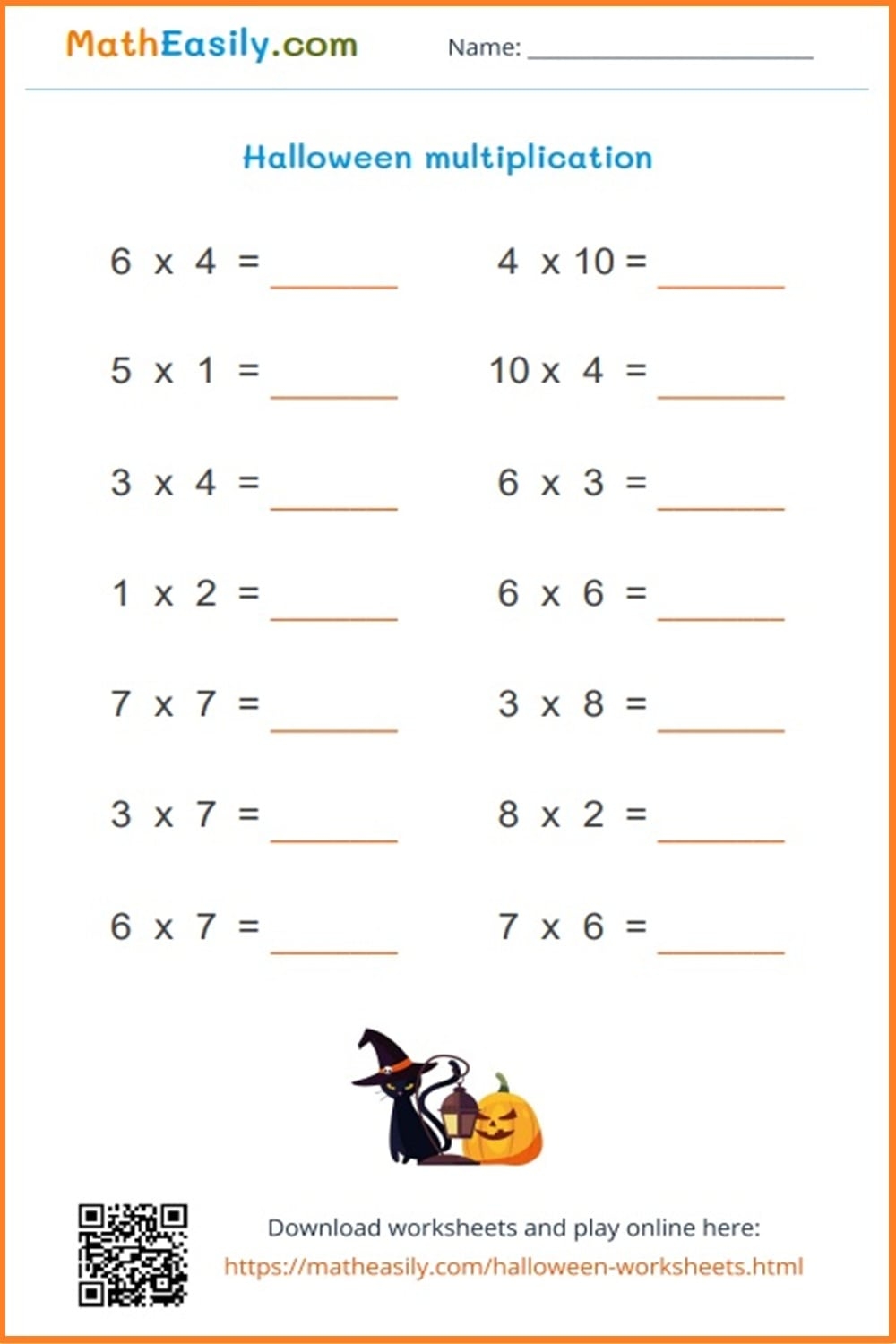 Math Halloween Worksheets PDF Free Download 