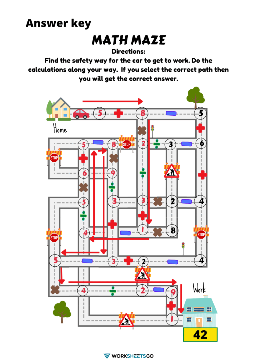 Math Maze Worksheets WorksheetsGO Math Maze Worksheets WorksheetsGO