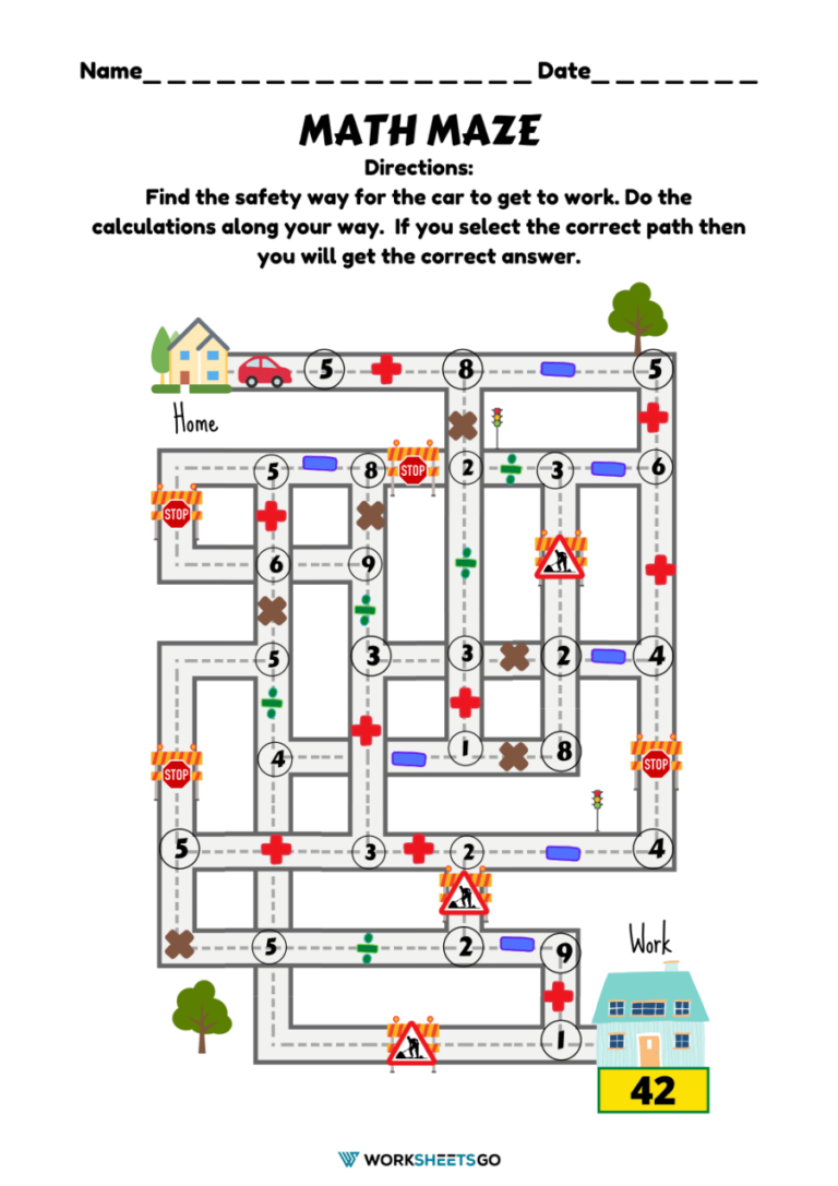 Math Maze Worksheets WorksheetsGO