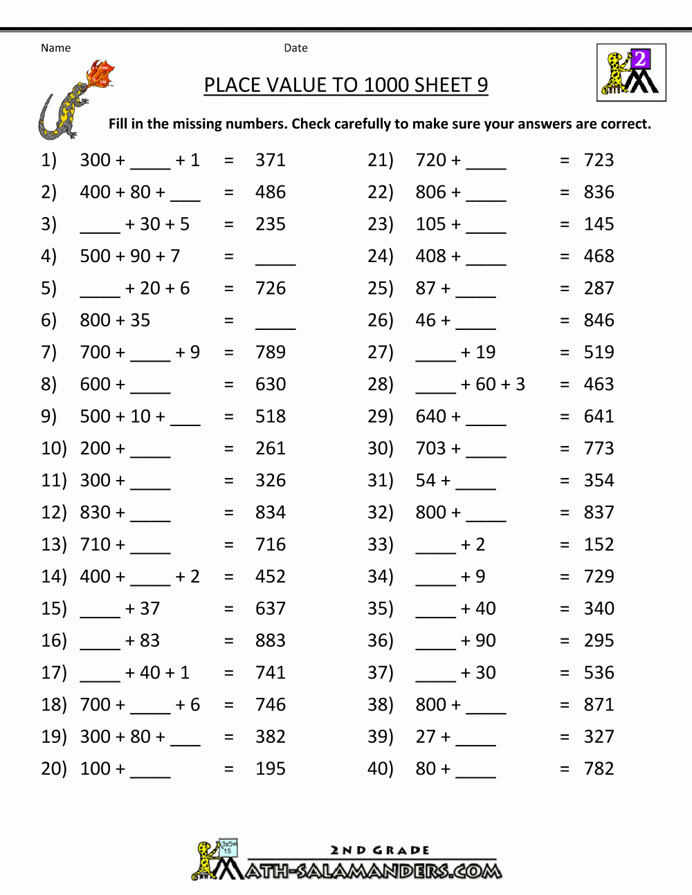 Math Place Value Worksheets To Hundreds Worksheets Library