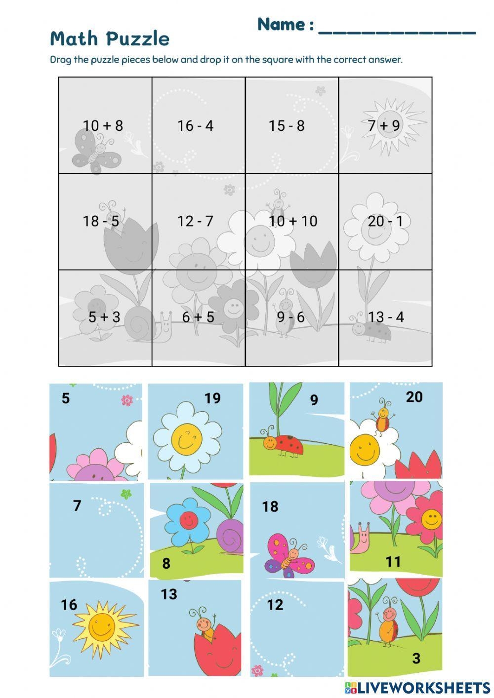 Math Puzzle Exercise For Kindergarten Live Worksheets Worksheets Library Math Puzzle Exercise For Kindergarten Live Worksheets Worksheets Library