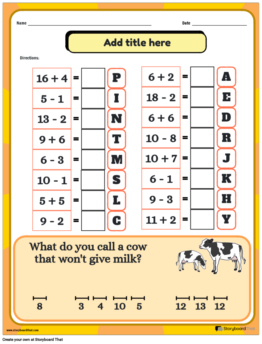 Math Riddles Free Worksheets Puzzles By Storyboard That