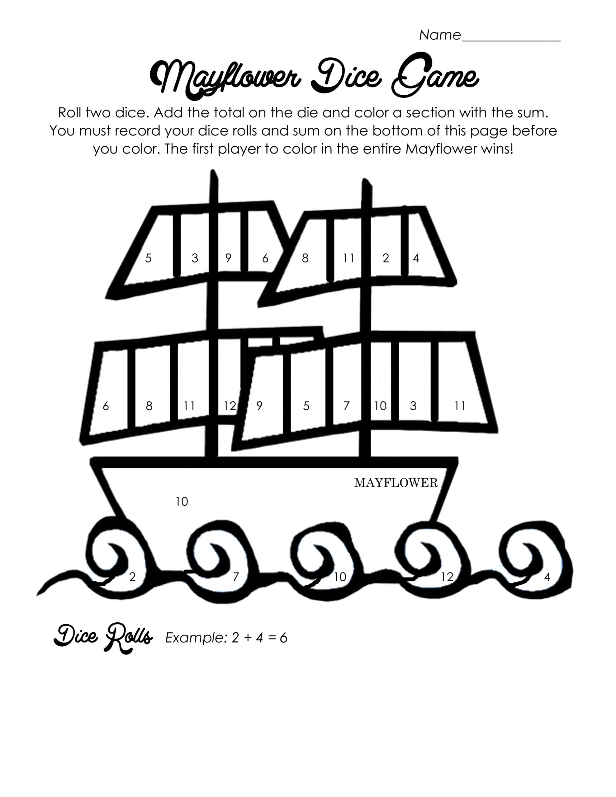 Mayflower Dice Game Squarehead Teachers Mayflower Dice Game Squarehead Teachers