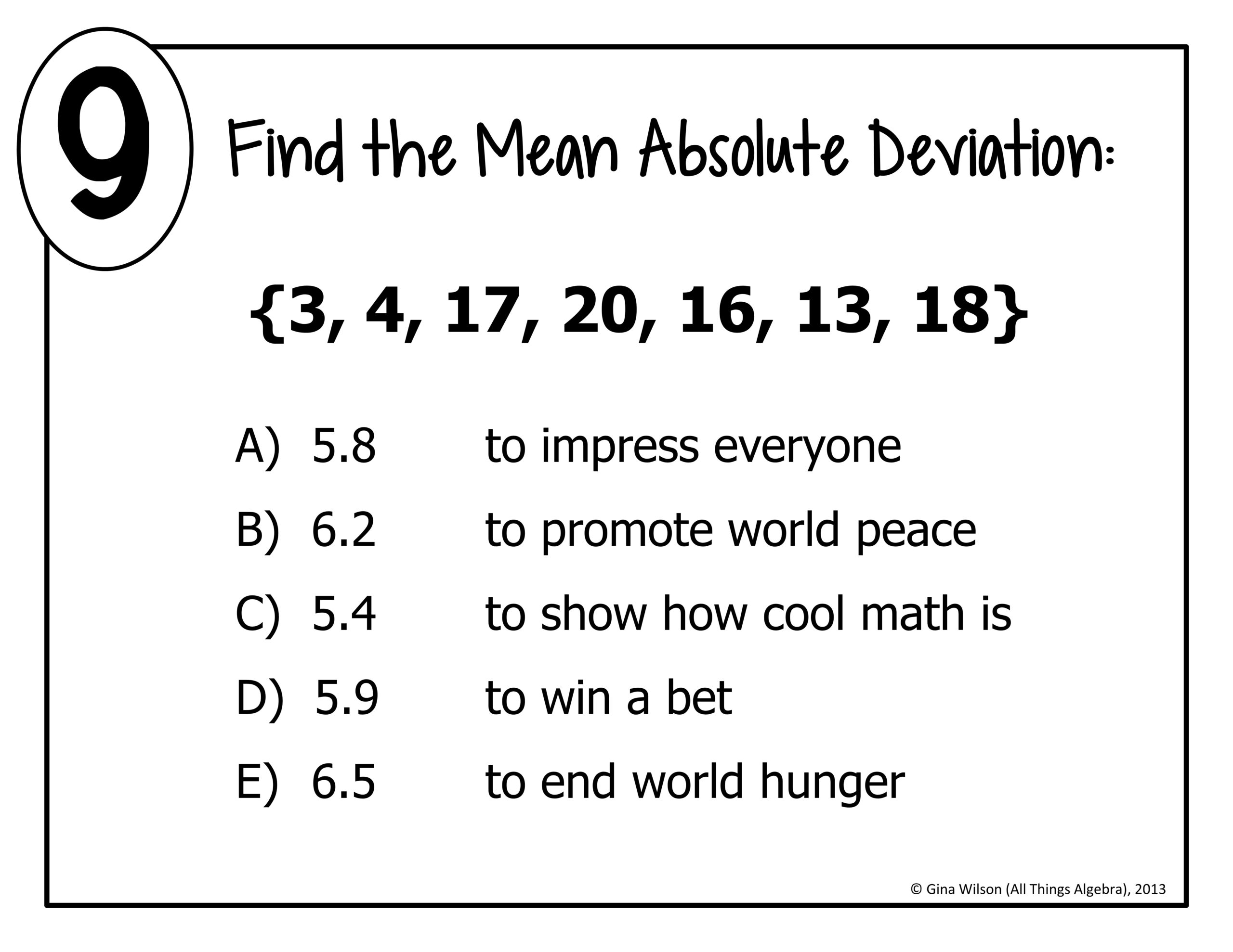 Mean Absolute Deviation Worksheet Maze
