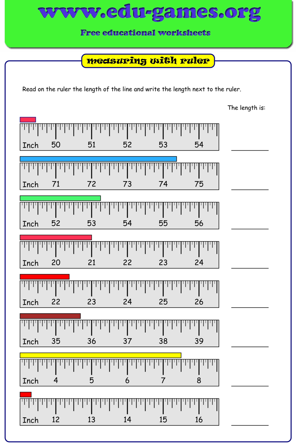 Measurement With Ruler Worksheet Maker Edu Games Measurement With Ruler Worksheet Maker Edu Games