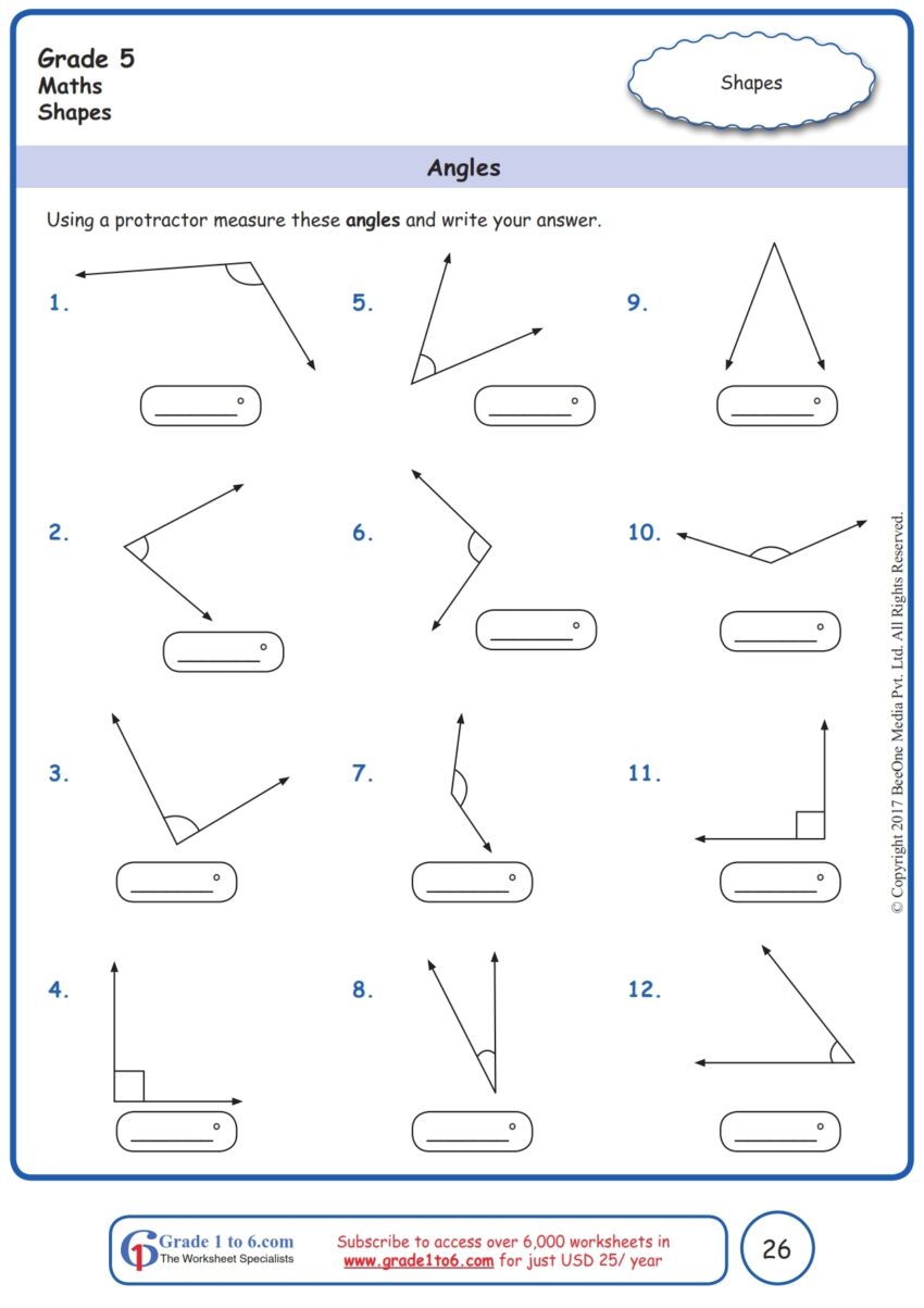 Measuring Angles Using A Protractor Worksheets Grade 5