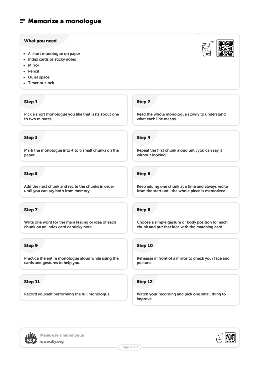 Printable Monologue Worksheet Printable Monologue Worksheet
