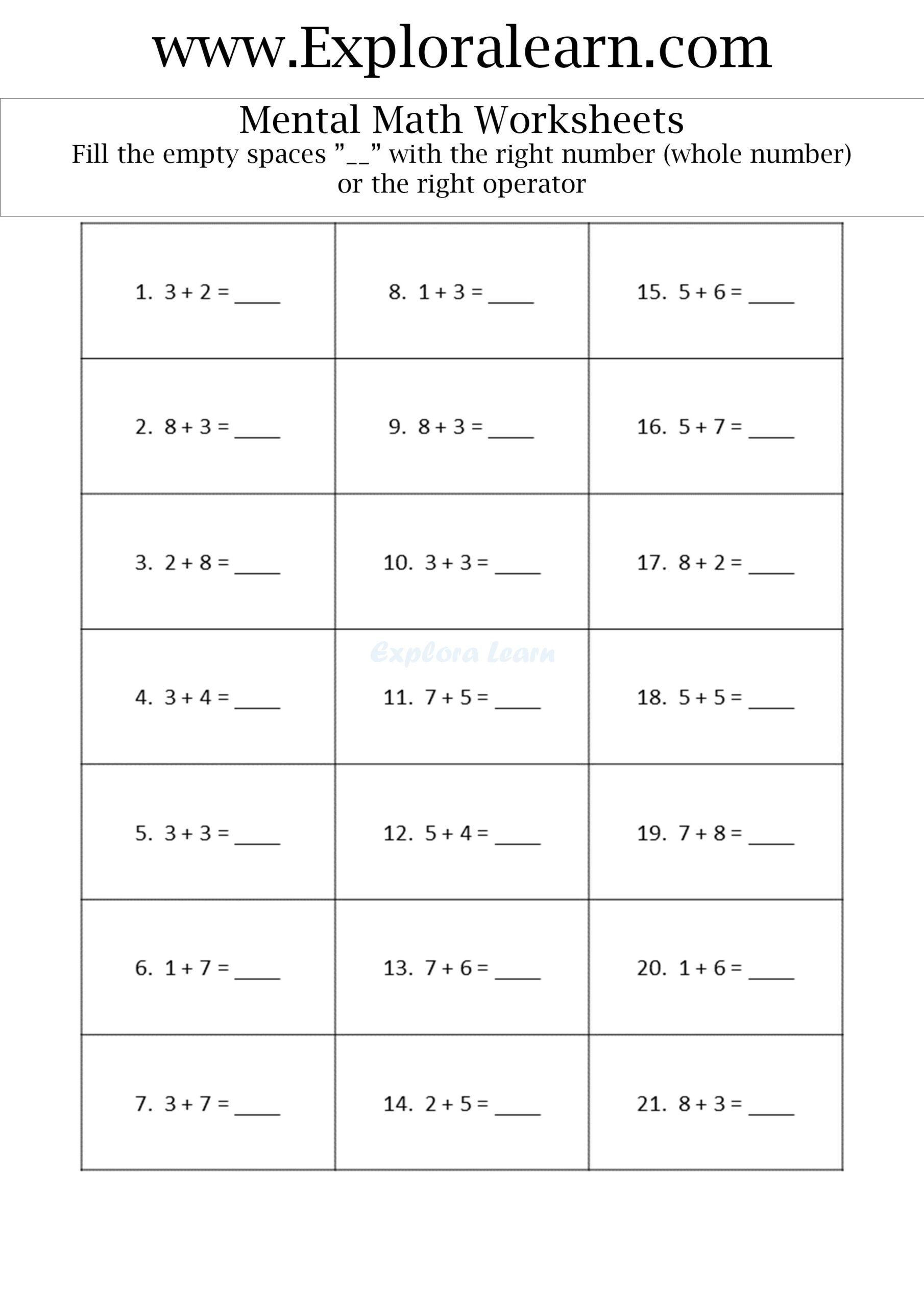 Mental Math Mastery For Kids Ages 2 12 Exciting Worksheets For Mental Math Mastery For Kids Ages 2 12 Exciting Worksheets For