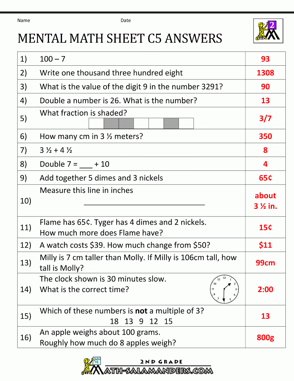 Mental Maths Practice Printable Worksheets Mental Maths Practice Printable Worksheets