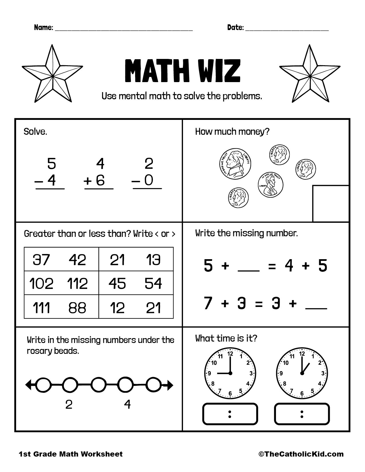 Mental Math Worksheet TheCatholicKid Mental Math Worksheet TheCatholicKid