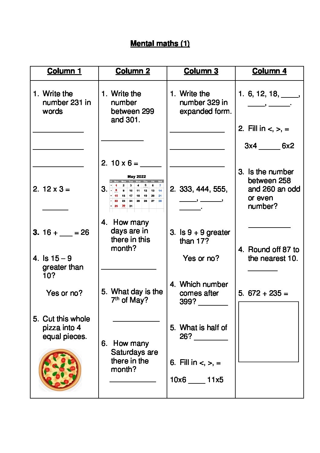 Mental Math Worksheets Teacha Mental Math Worksheets Teacha