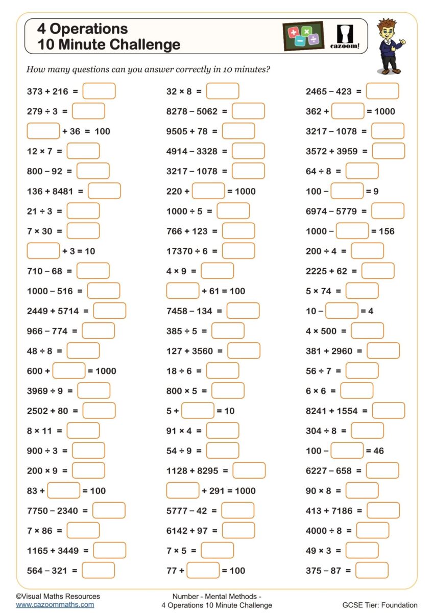 Mental Maths Worksheets Printable Mental Maths Multiplication And Division Worksheets PDF And Free Samples Downloads Cazoom Maths