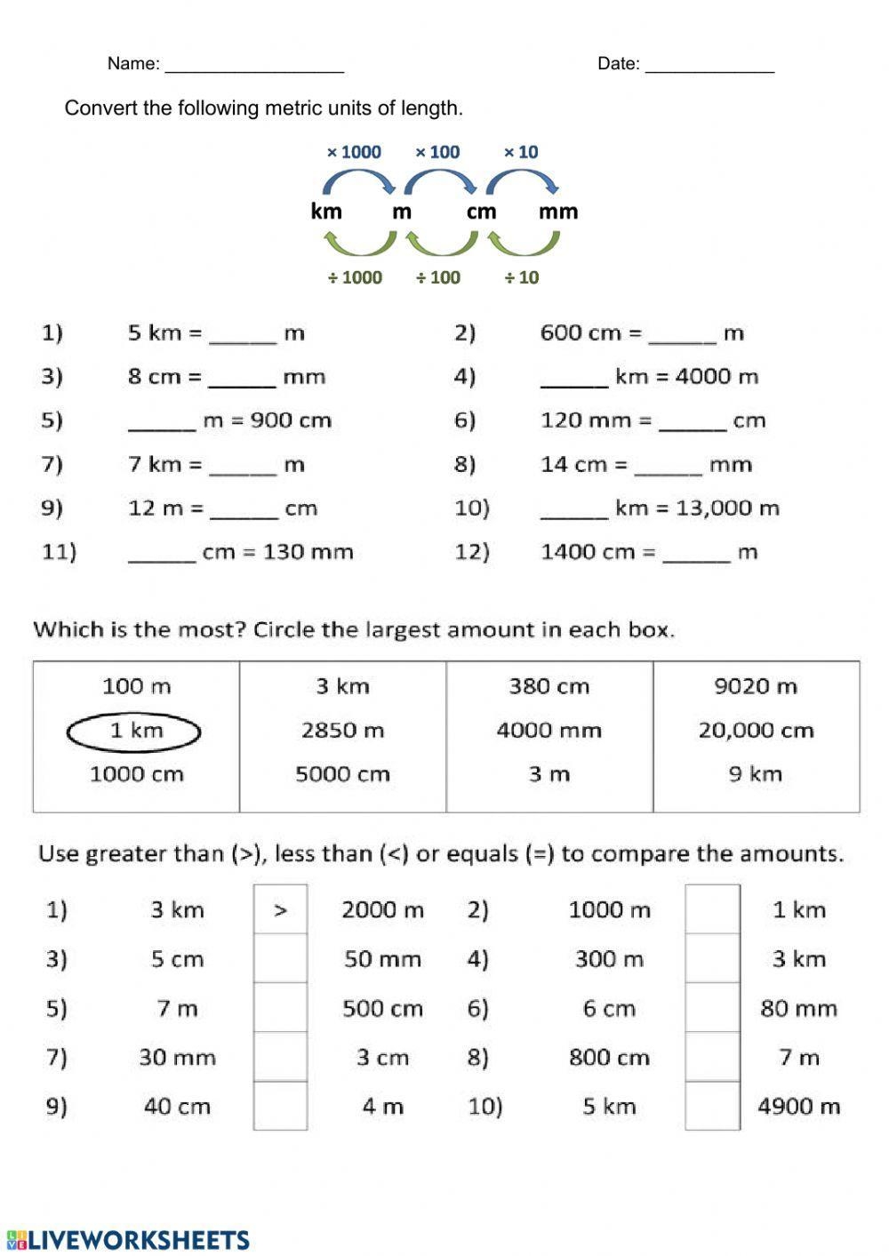 Metric Conversion Worksheet Science 7th Grade Worksheets Library