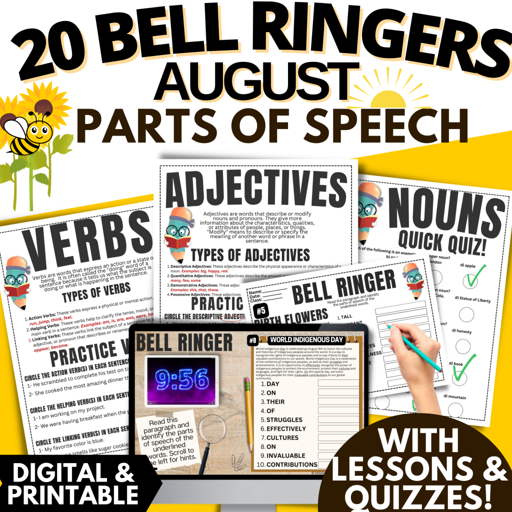 Middle School Grammar Bell Ringers For English Language Arts DiGiGoods And Printables ELA