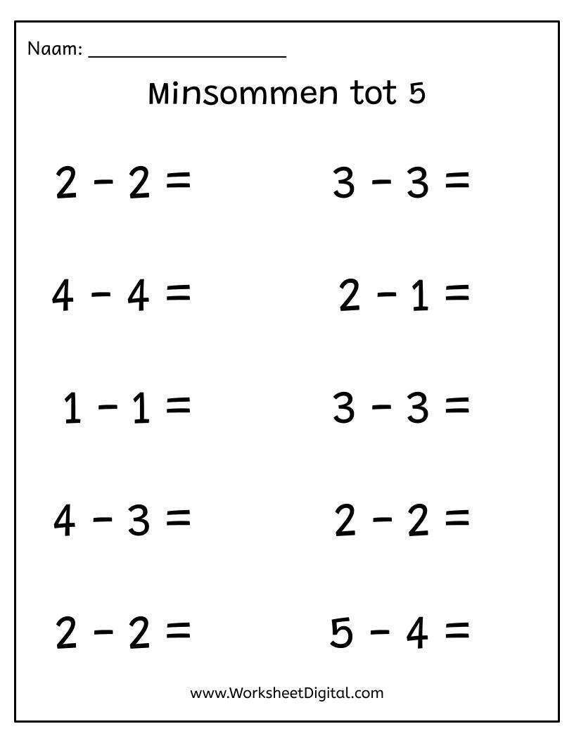 Minsommen Tot 5 W2 Subtraction Worksheet Digital 1 Teacher Made Resources