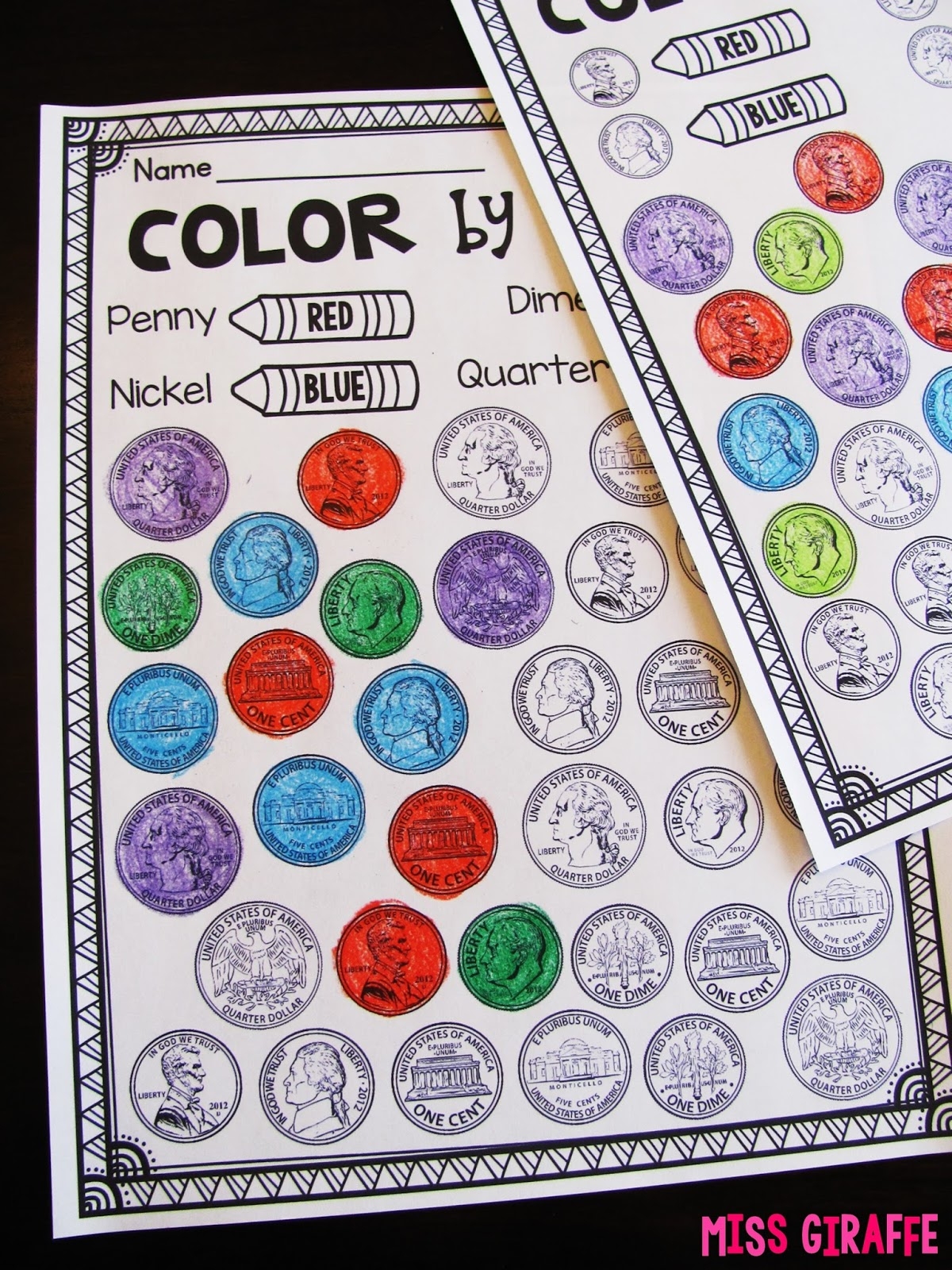 Free Printable Color By Coin Worksheet Free Printable Color By Coin Worksheet