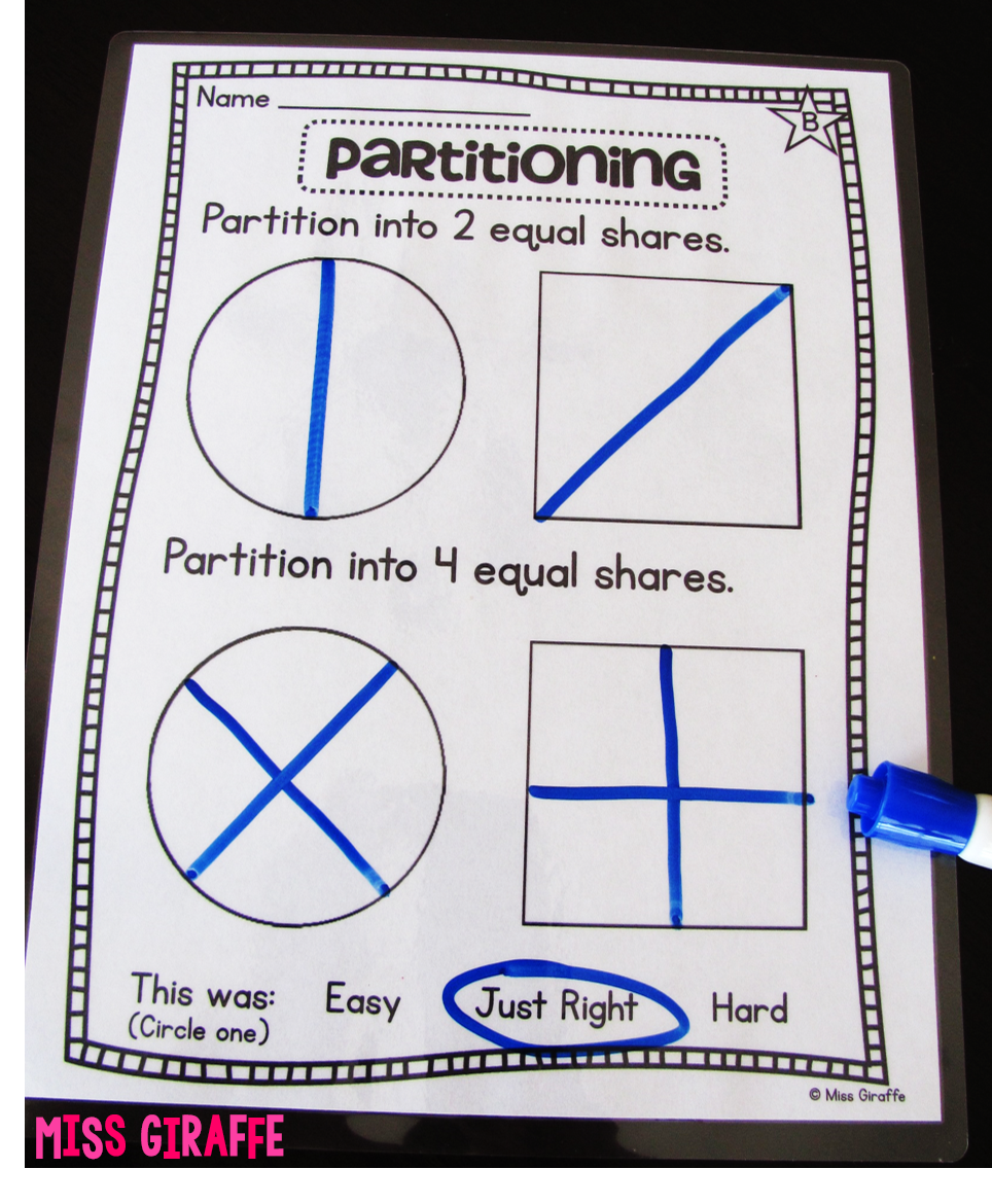 Miss Giraffe s Class Fractions In First Grade