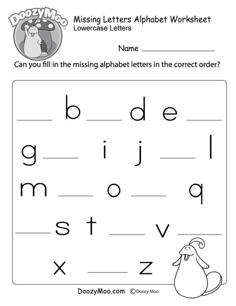 Missing Letter Worksheets Free Printables Doozy Moo