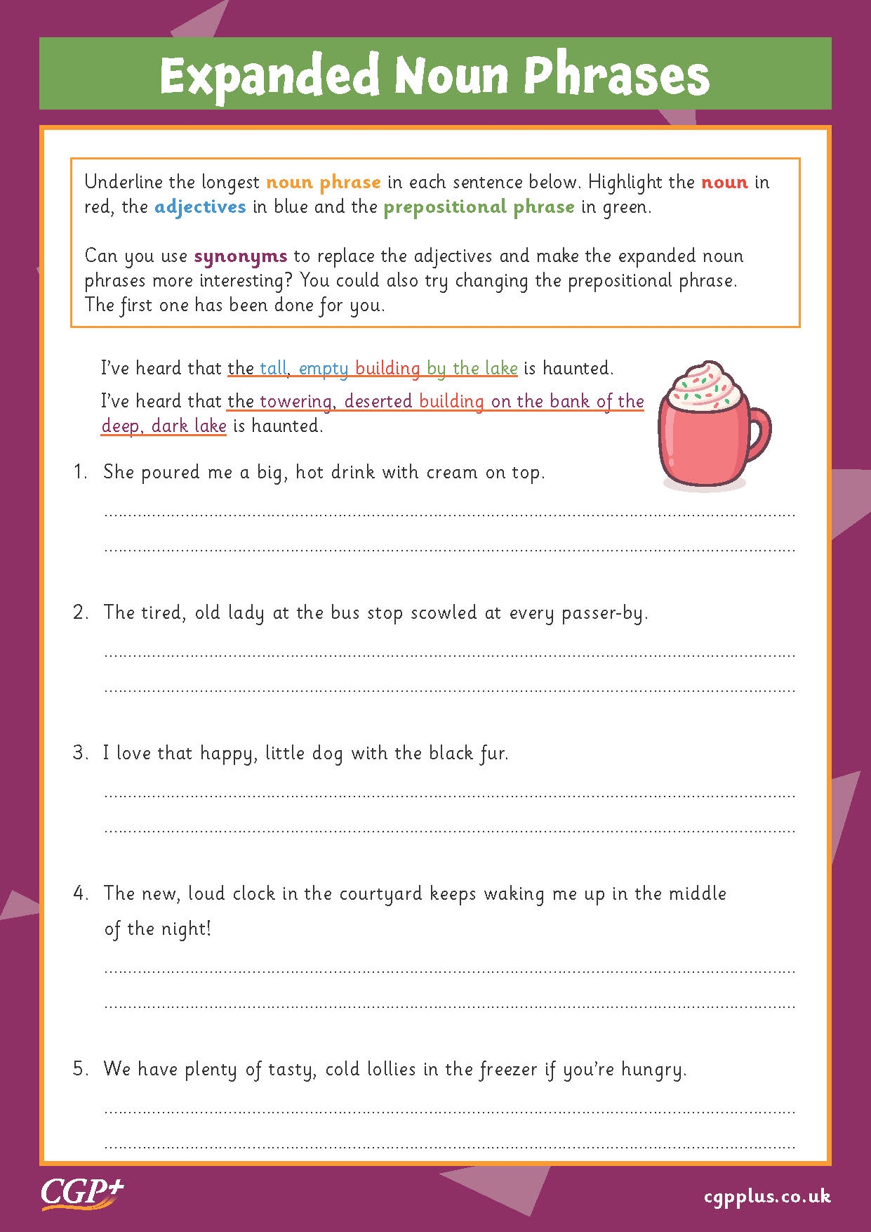Mixed Grammar Expanded Noun Phrases Year 6 CGP Plus Worksheets Library Mixed Grammar Expanded Noun Phrases Year 6 CGP Plus Worksheets Library