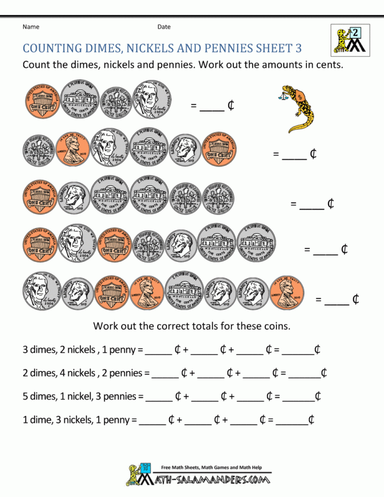 Money Worksheets For 2nd Grade