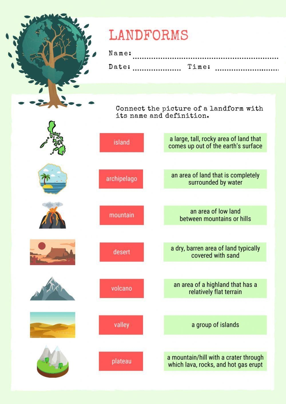 Montessori Lesson Geography Landforms Worksheet Live Worksheets Worksheets Library