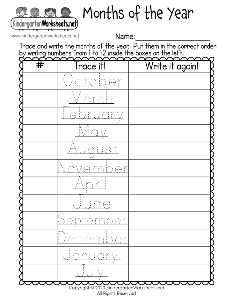 Months Of The Year Worksheet Free Printable Digital U0026 PDF