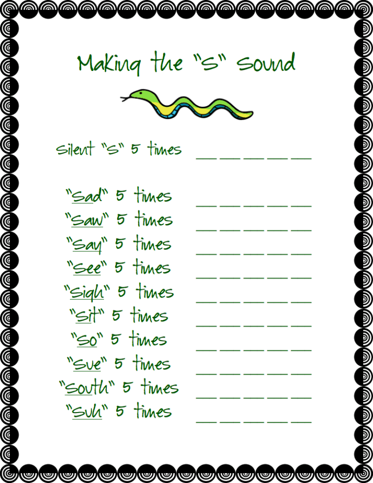 Ms Lane s SLP Materials Articulation S Data Sheet Isolation Syllables 