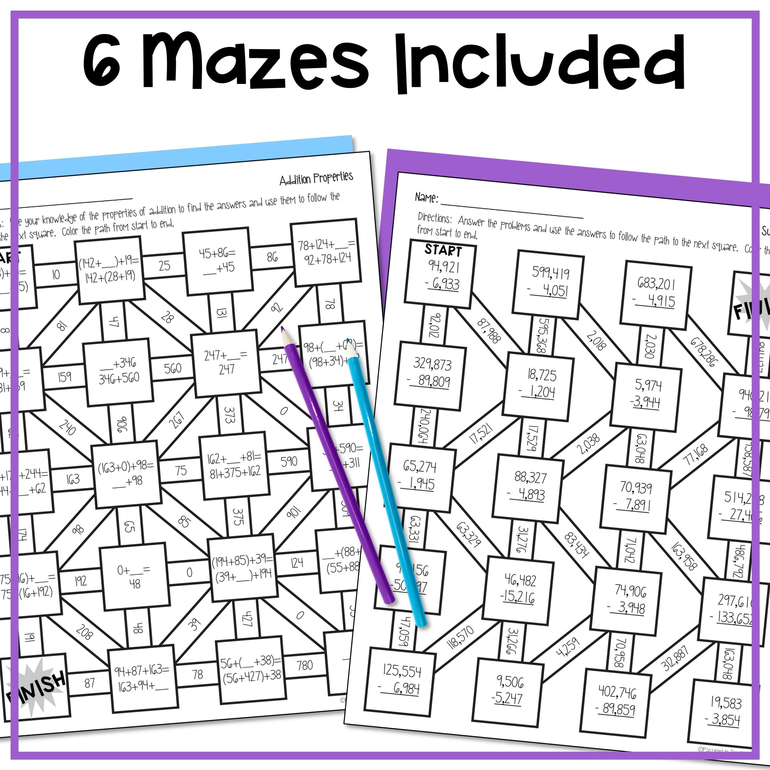 Addition Math Maze Worksheet Works