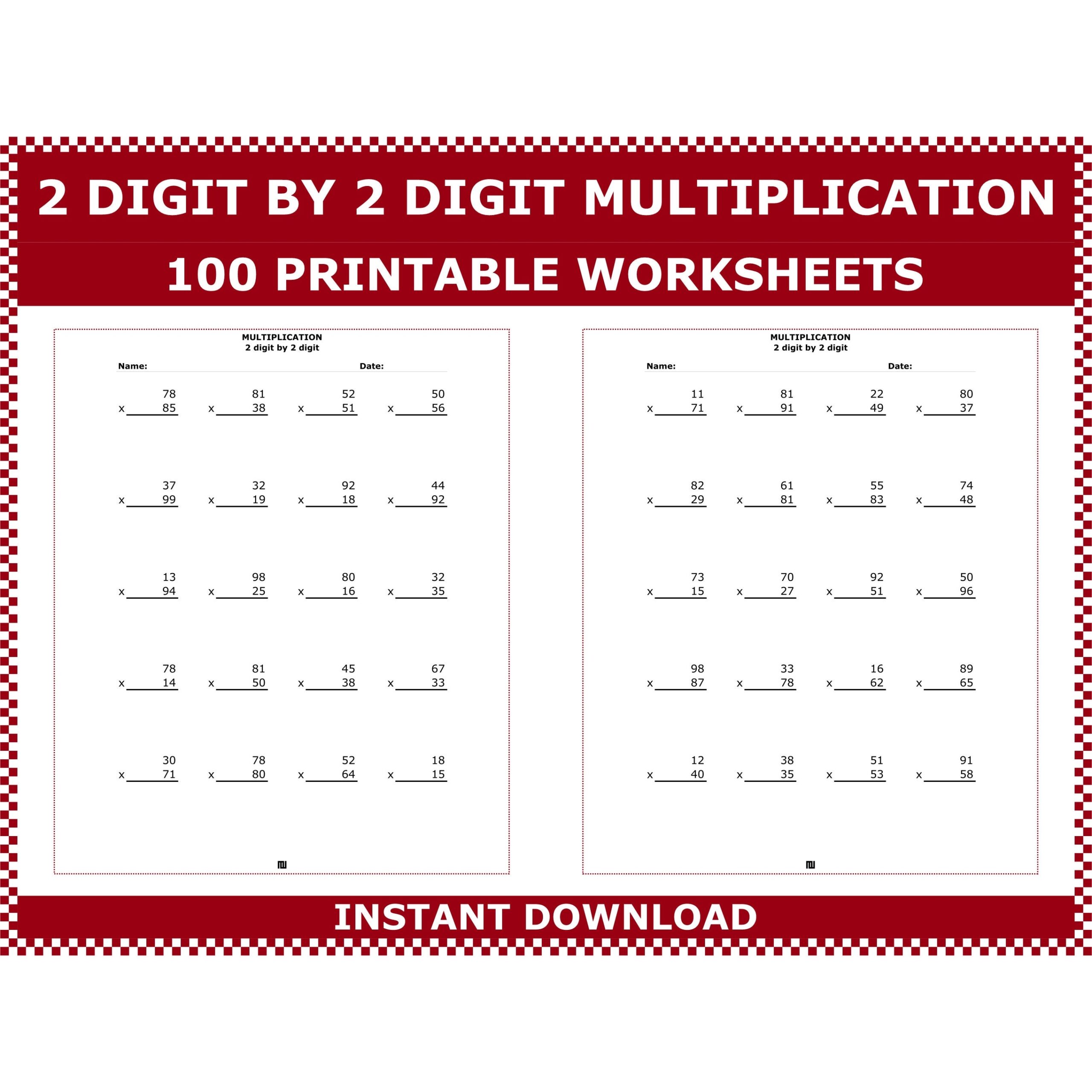 Multiplication 2 Digit By 2 Digit Numbers Double Digit Multiplication 2 Digit By 2 Digit Numbers Double Digit
