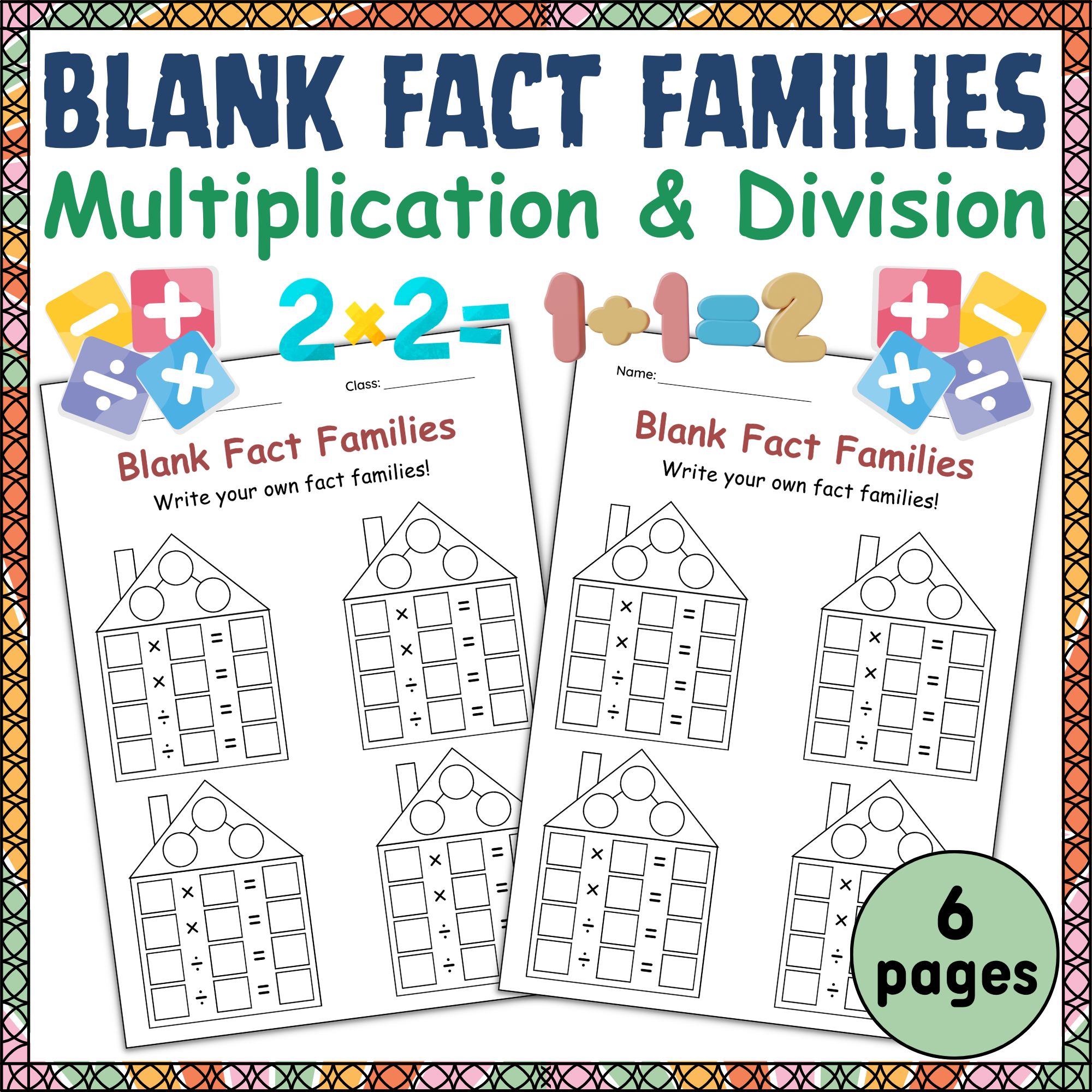 Printable Blank Fact Family Worksheets Printable Blank Fact Family Worksheets
