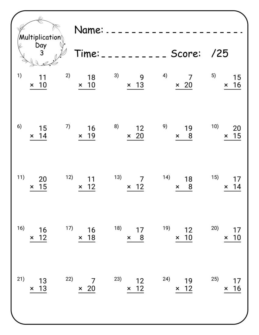 Multiplication Math Workbook For Grade 5 100 Practice Pages 100 Day Multiplication Worksheet