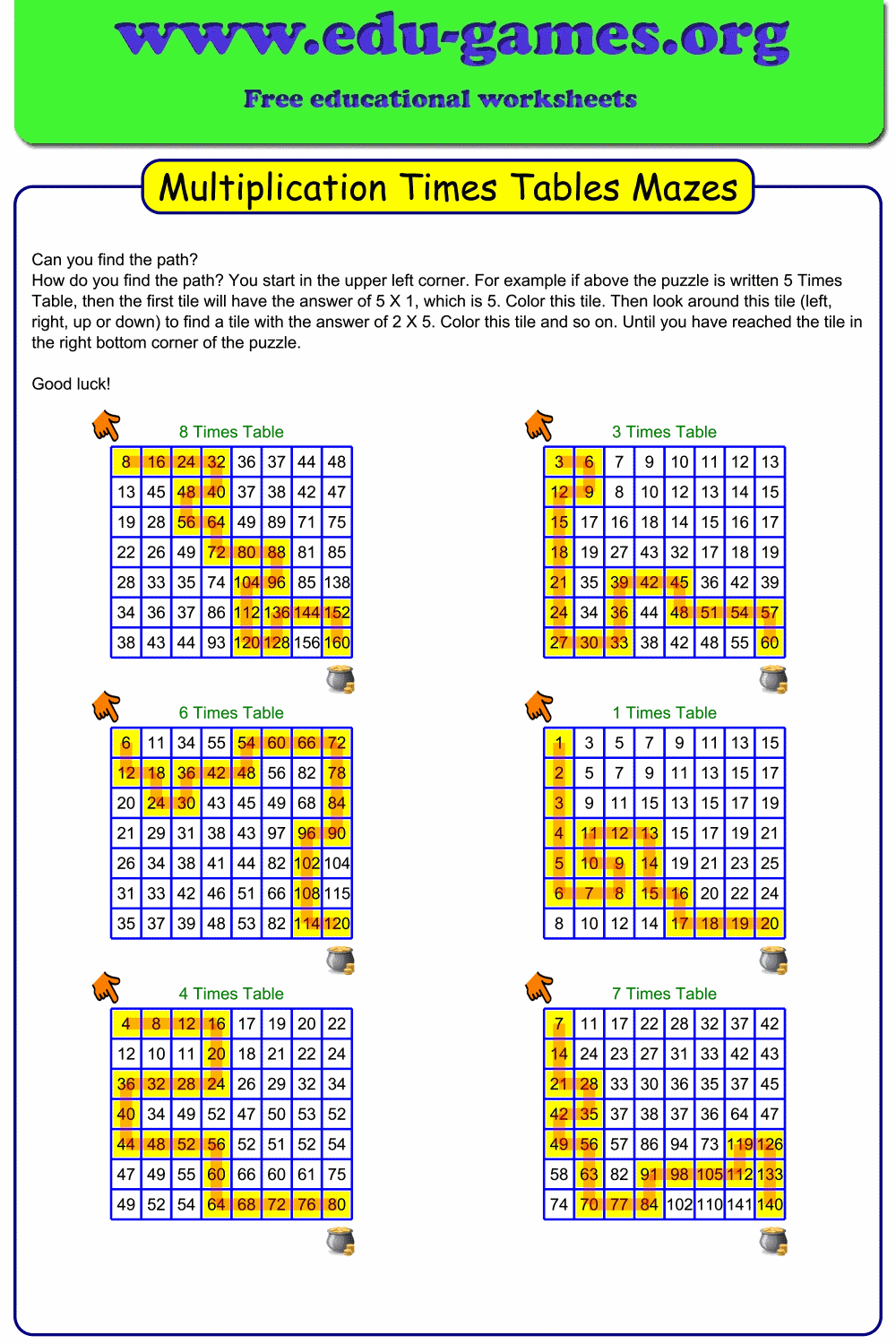 Multiplication Times Table Maze Maker Free Math Worksheets And Templates Multiplication Times Table Maze Maker Free Math Worksheets And Templates