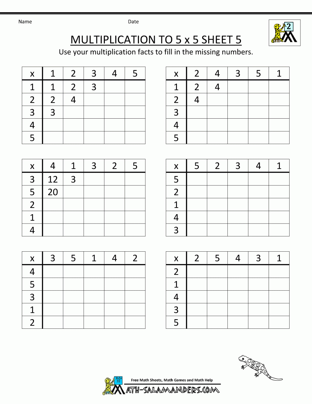 Printable Multiplication Worksheets 4s And 5s