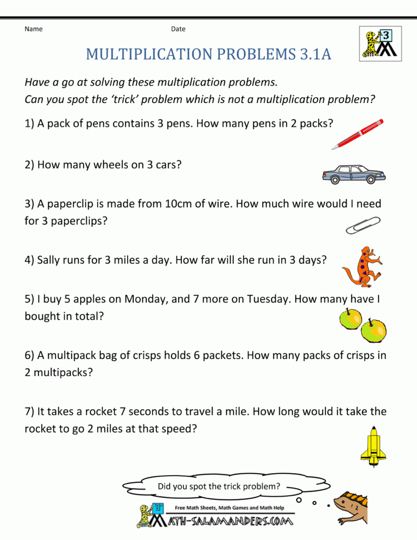 Multiplication Word Problem Worksheets 3rd Grade Worksheets Library