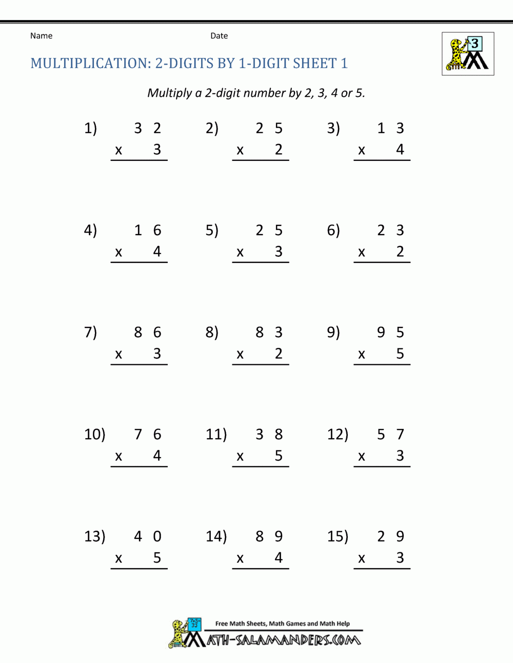 Multiplication Worksheets For 3rd Grade Multiplication Worksheets For 3rd Grade