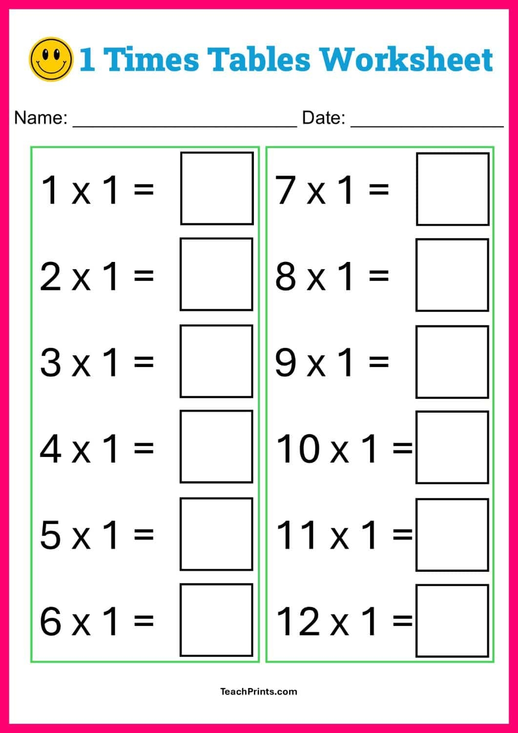 Multiplication Printable Worksheets Free