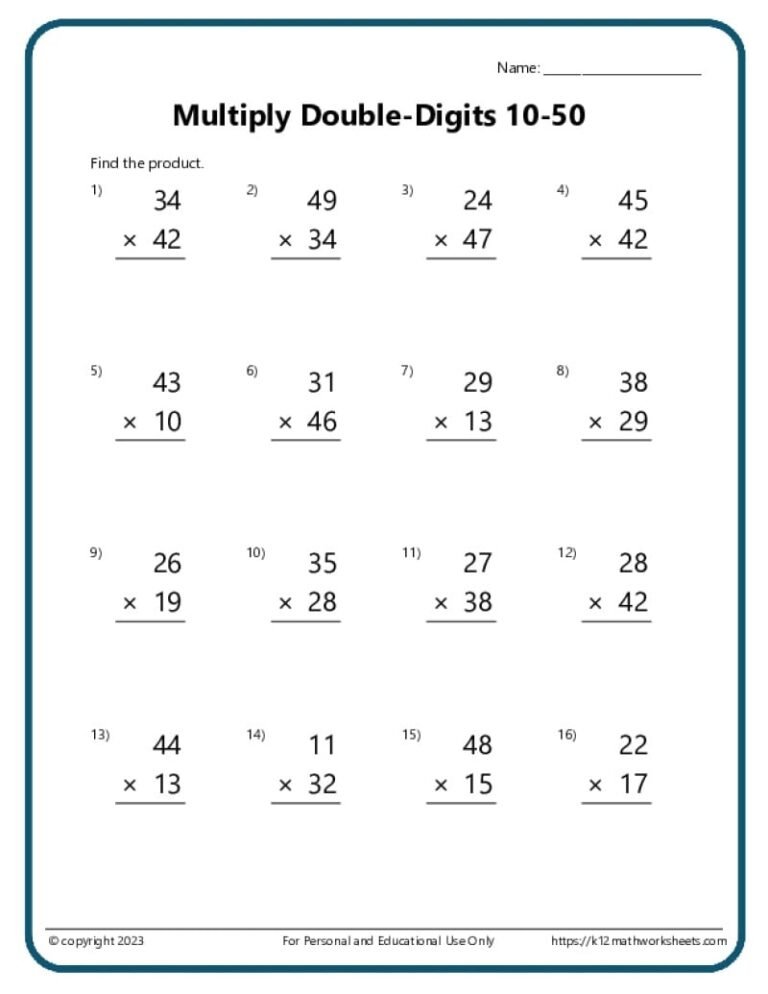 Multiplication Worksheets K12 Math Worksheets