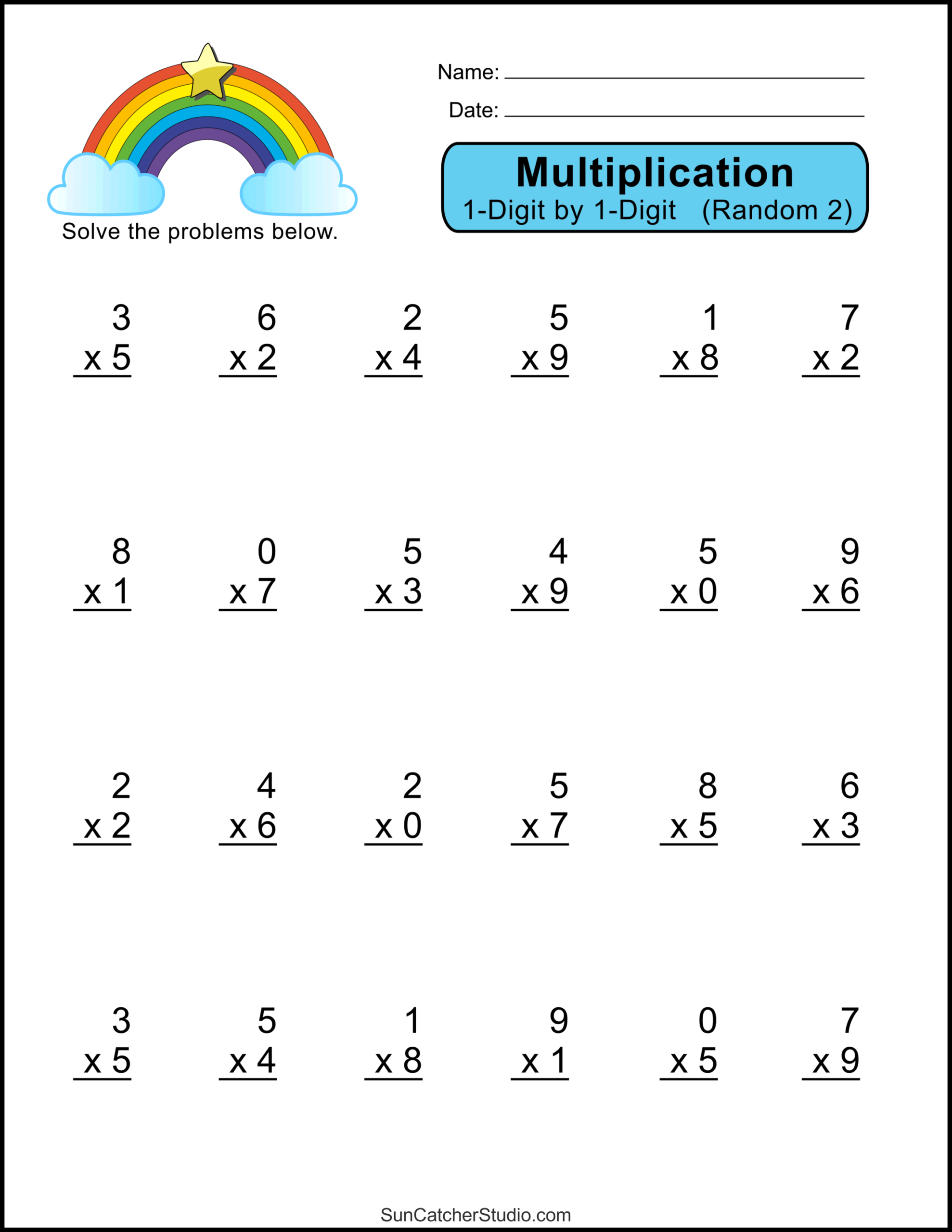 Multiplication Worksheets One Digit Math Drills Free 