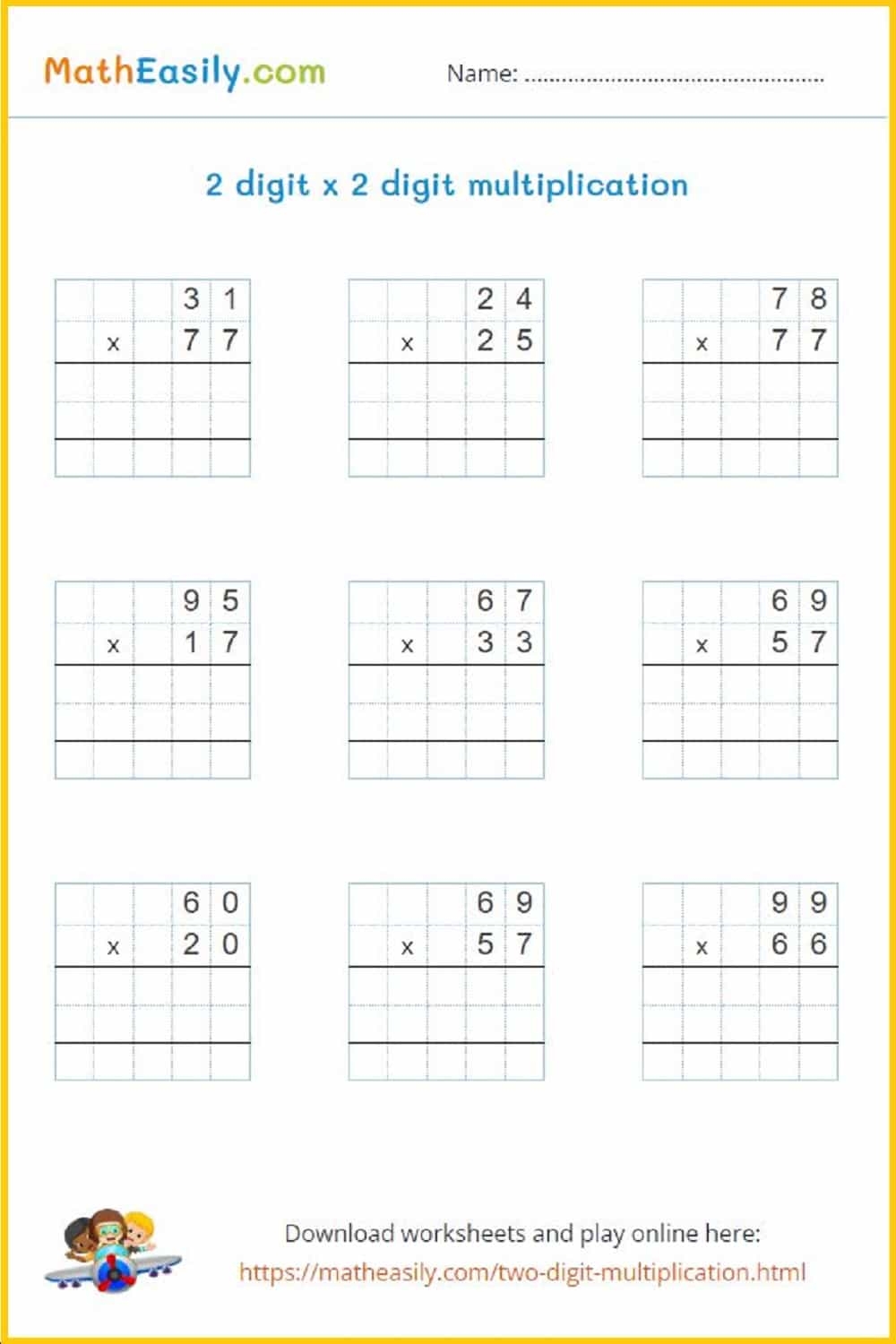 Double Digit Multiplication Free Printable Worksheets Double Digit Multiplication Free Printable Worksheets