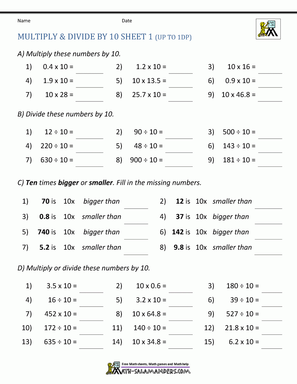 Printable Math Worksheets Decimal Division Printable Math Worksheets Decimal Division